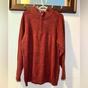 Columbia Men's Sweater Burgundy High Neck 1/4 Zip Pullover Long Sleeve Size XL